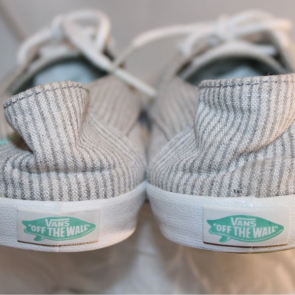 Vans Surf Siders off the wall Striped Canvas Sneakers with White Laces size 6.5 - Picture 3 of 7